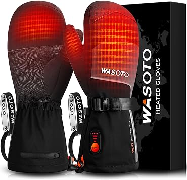 Heated Mittens Gloves for Women Men 7.4V 22.2WH Electric Rechargeable Waterproof Ski Gloves for Winter Work Skiing Snowboarding Hiking Fishing CampingBlackGrey,L
