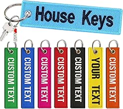 Porte-clés personnalisé 1 pièce, Porte-clés brodé personnalisé pour motos Voitures Scooters Cadeaux, Etiquettes brodées recto verso pour hommes et femmes (13cmx3cm)