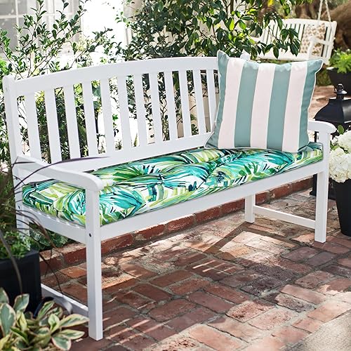 Miniatura 7 de Magpie Fabrics Cojín de banco para interiores y exteriores, 45 x 18 pulgadas, antideslizantes, copetudo, cojín de asiento largo copetudo, cojín de