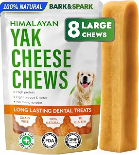 Yak Cheese Himalayan Dog Chews - Natural & Long Lasting Treats w/Yak Milk | Vet-Approved - For All Breeds & Sizes: Small, Medium & Large Dogs, Lactose & Gluten Free Dental Sticks,Healthy&Safe - 8 Large