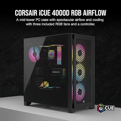 Miniatura 2 de Corsair iCUE 4000D RGB Mid-Tower Case - 3 ventiladores AF120 RGB Elite - Controlador de nodo de iluminación PRO - Diseño de alto flujo de aire -