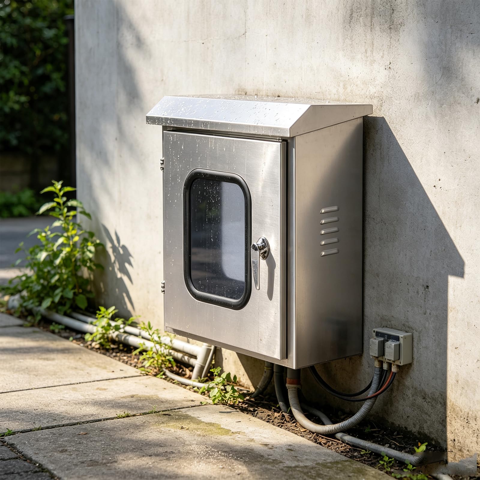 Odporna na warunki atmosferyczne obudowa elektryczna ze stali nierdzewnej z przezroczystym oknem obserwacyjnym, wodoodporna zewnętrzna skrzynka sterująca mocą do montażu na ścianie, osłona