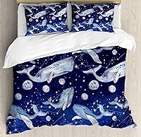 Vista 315 de Ambesonne Juego de funda de edredón color menta, líneas onduladas horizontales a rayas blancas abstractas de tonos suaves, exhibición de arte