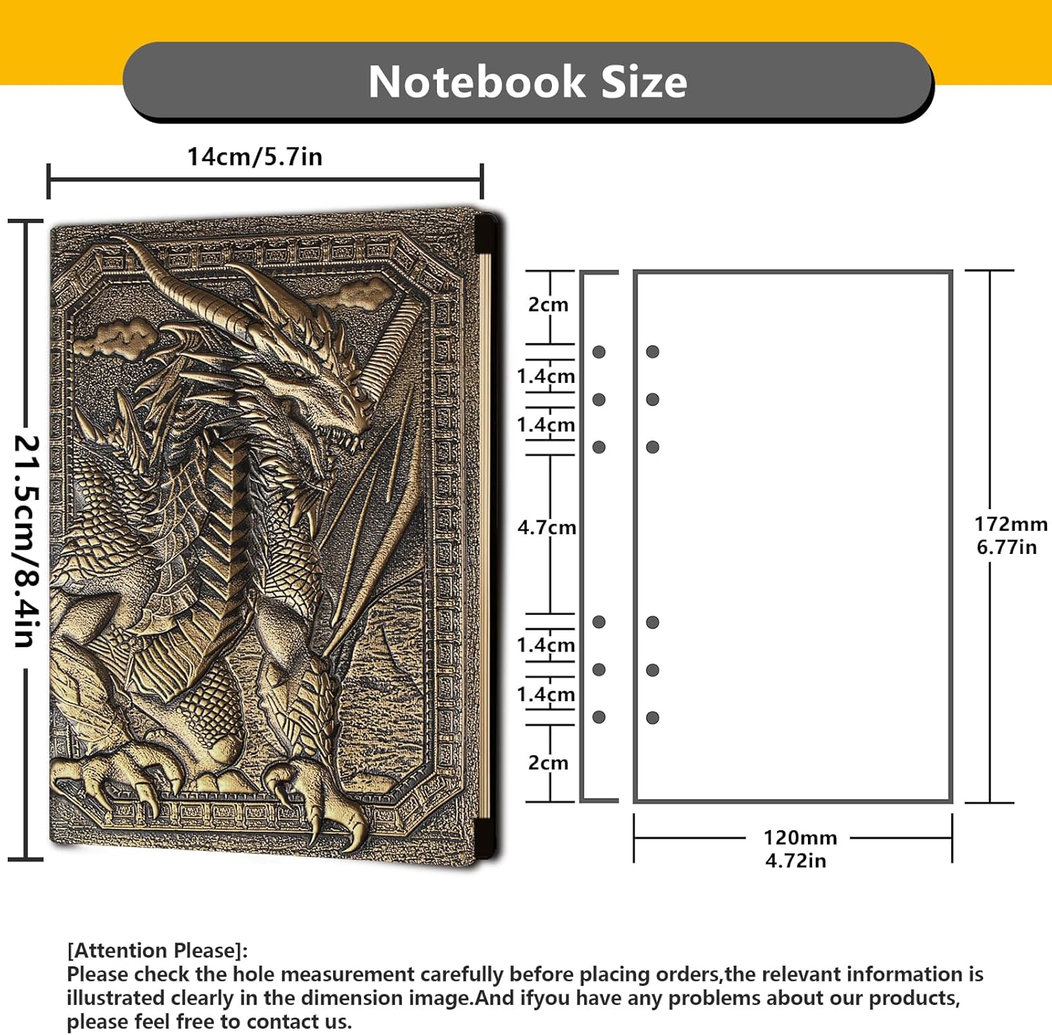 DND Dragon Binder Journal Leather Notebook for Writing Drawing 400 Pages dungeons and dragons D&D dice accessories Role Playing Games,Great DND Gifts