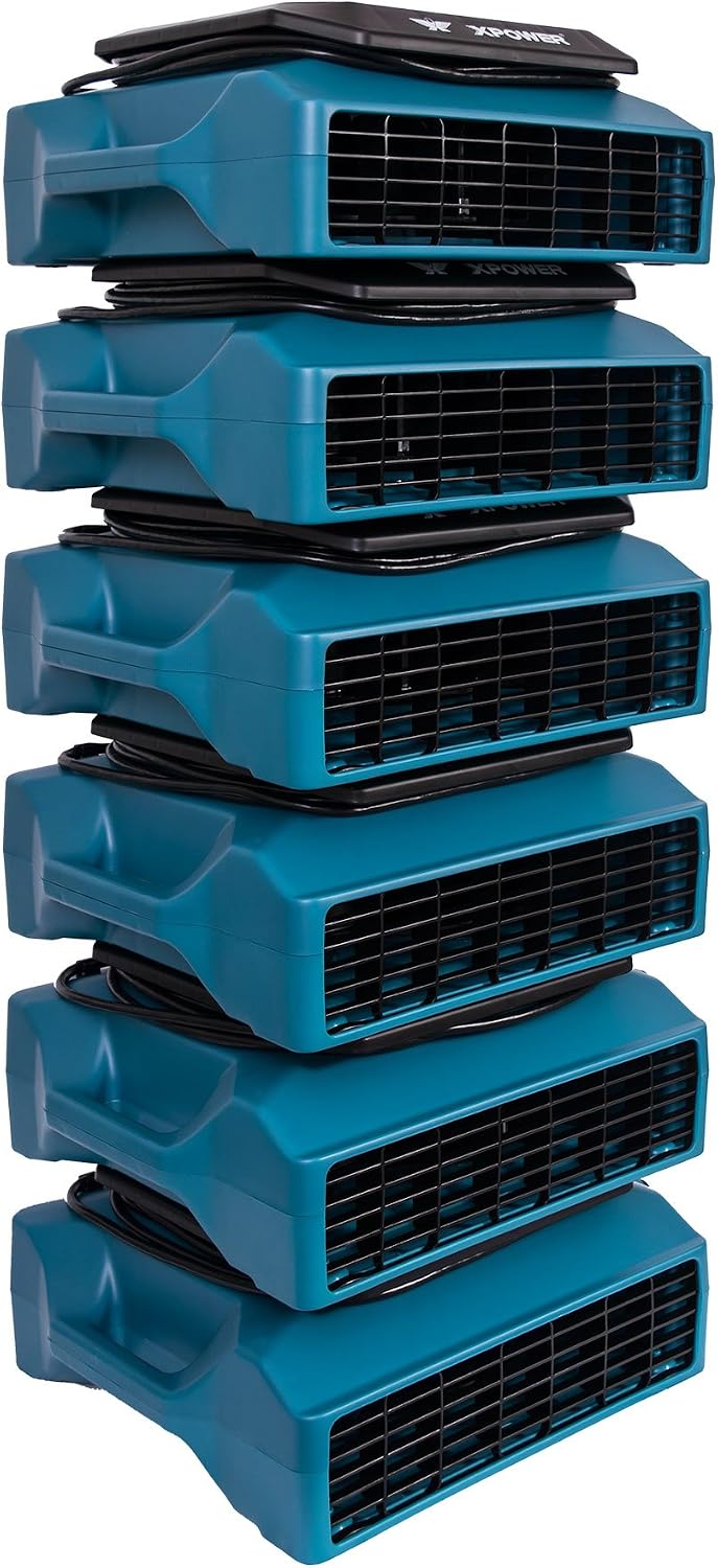 XPOWER XL-730A 1/3 HP, 1150 CFM, 5 Speed Sealed Motor Low Profile Fan, Air Mover, Carpet Dryer with Build-in GFCI Power Outlets for Daisy Chain (ABS)