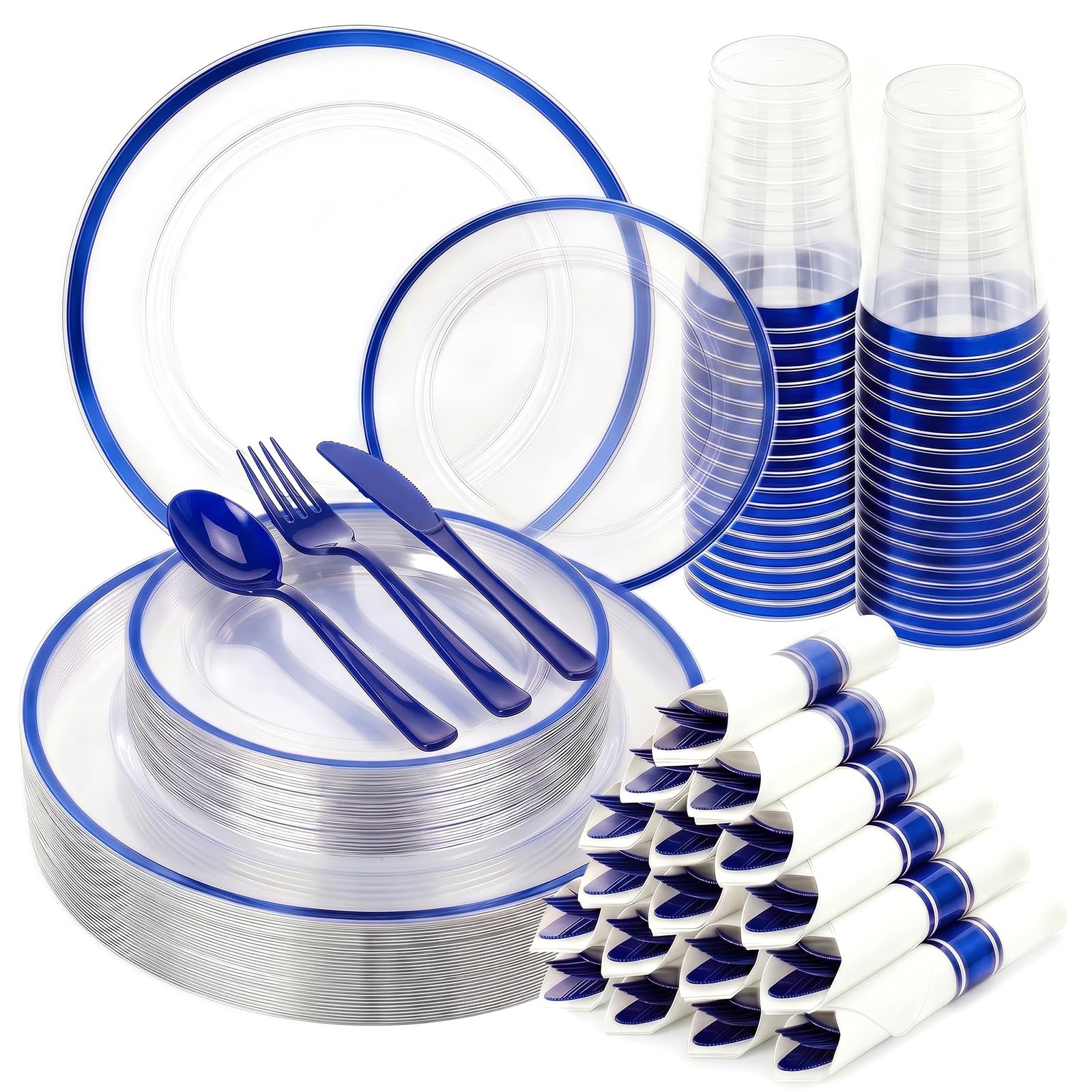 350 Clear Red Plastic Plates - 50 Guest Dinnerware -17 350 Clear Red Plastic Plates - 50 Guest Dinnerware -17