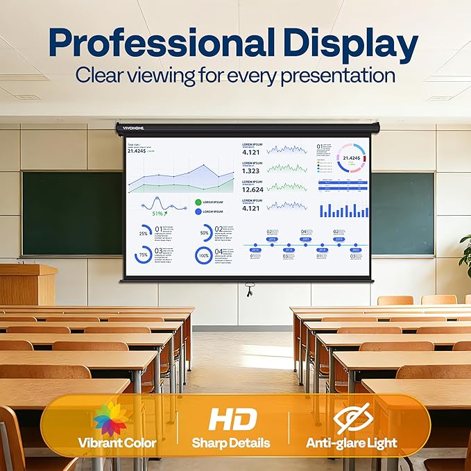 VIVOHOME Pantalla Manual 100 Pulgadas 16:9 4K con Cierre Automático miniatura 6