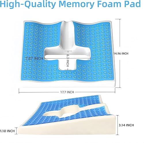 Miniatura 2 de Cojín antiescaras para trasero, cojín de asiento de silla de ruedas de gel, gel en forma de T y almohada de espuma viscoelástica, cojín de asiento