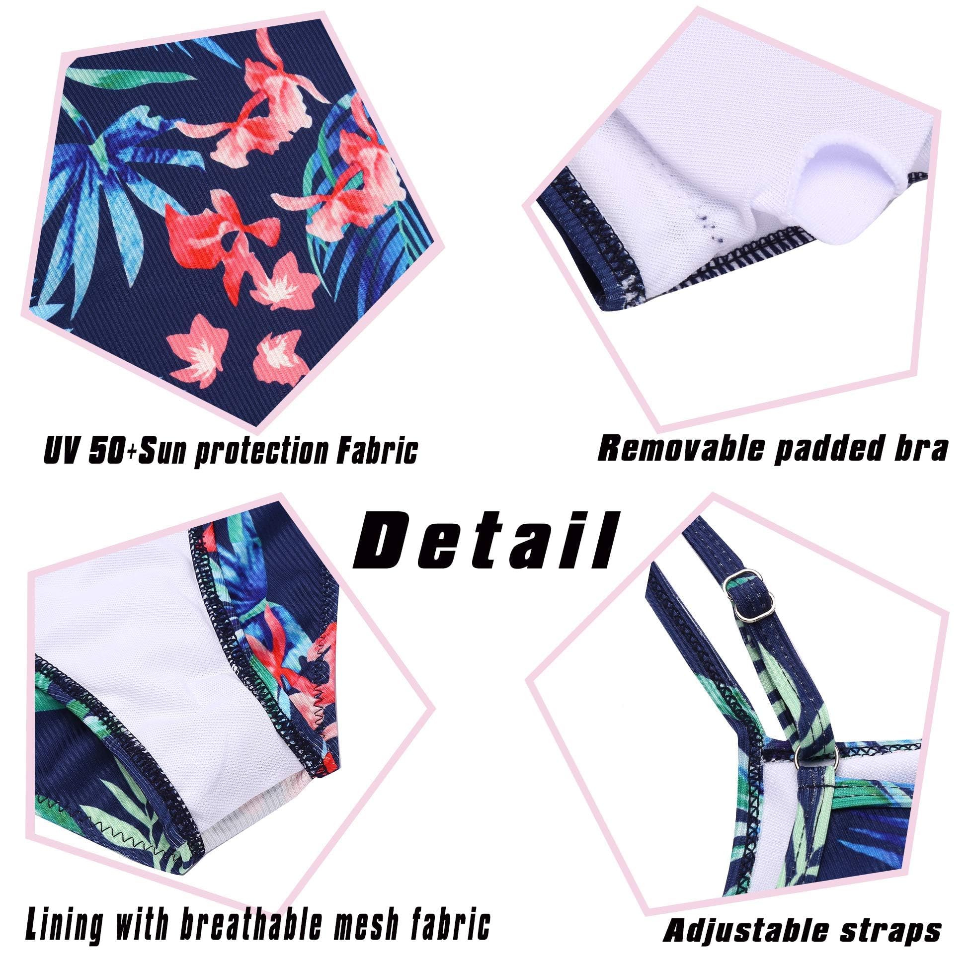 Arshiner Filles Bikini Set 3 Pièces Maillots de Bain d'Été Enfants Trois Pièces Tankini avec Jupe Imprimé Fleur Maillots de Bain pour Filles 5-14 Ans