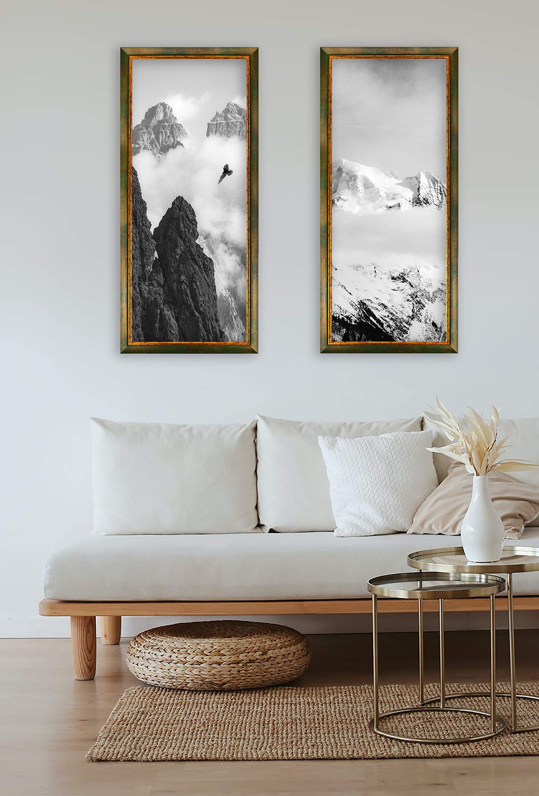 BIRAPA Palermo Bilderrahmen 50x70 cm Grün Gold - Antiker Vintage Rahmen