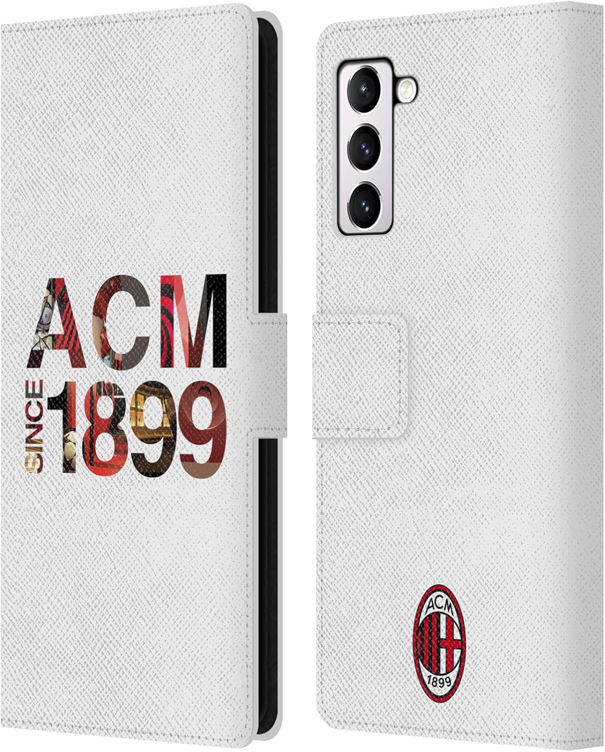 Head Case Designs Officially Licensed AC Milan 1899 Adults Leather Wallet Case Compatible with Samsung Galaxy S21+ 5G