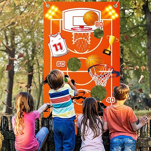 Miniatura 2 de Juegos al aire libre para adultos y familia, juego de lanzamiento de bolsas de frijoles de baloncesto con 4 bolsas de frijoles grandes, suministros