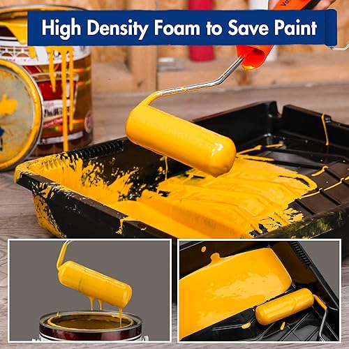 Miniatura 3 de WORKPRO Paquete de 12 rodillos de pintura de espuma de 4 pulgadas, kit de rodillos de pintura pequeños, mini rodillo de pintura para pintar paredes,