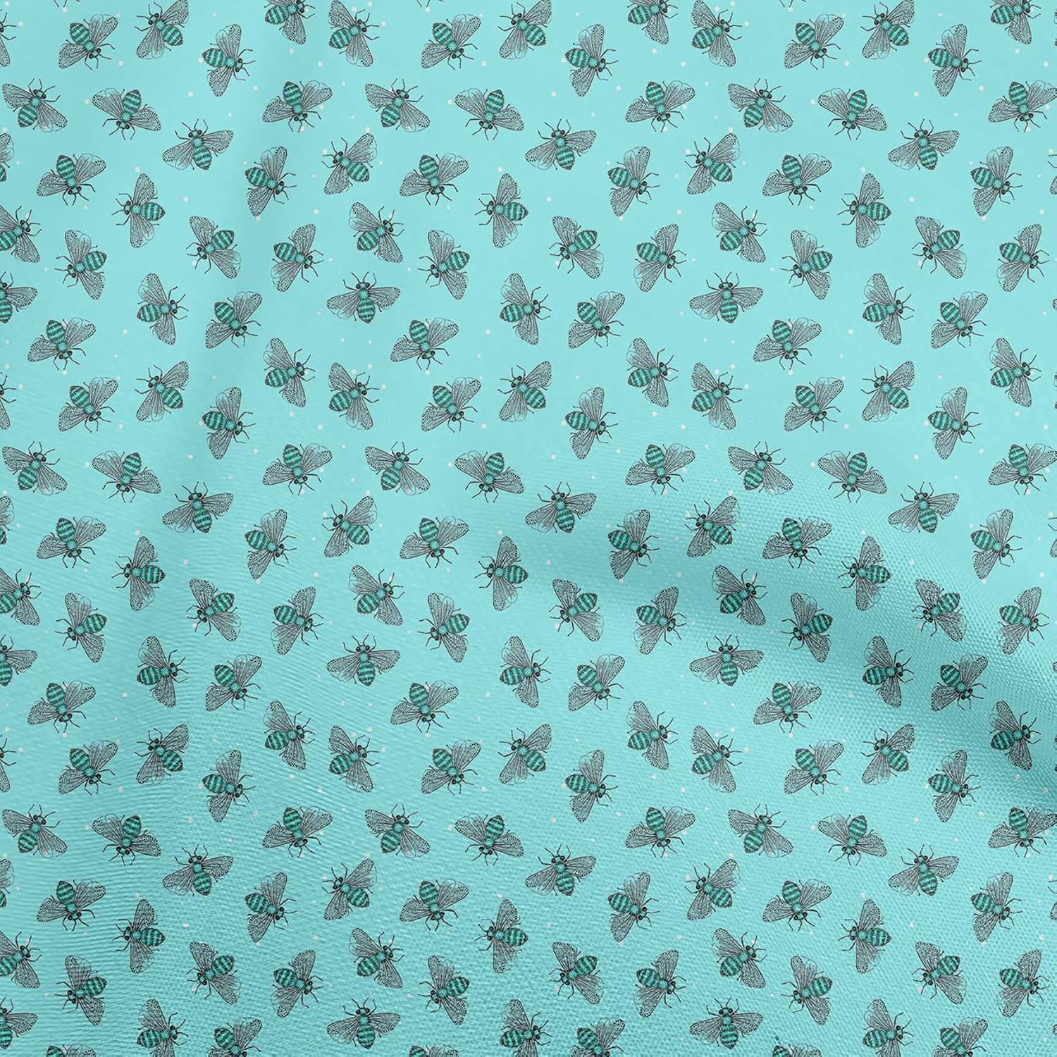 oneOone Cotton Flex Pear Green Fabric Honey Bees Sewing Fabric By The Yard Printed DIY Clothing Sewing Supplies 40 Inch Wide