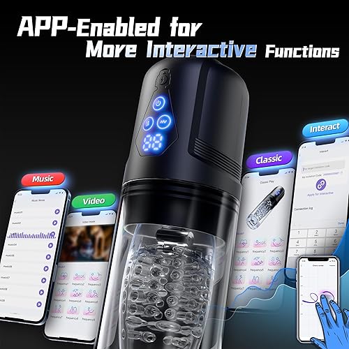 Miniatura 17 de Masturbador automático masculino juguete sexual con 10 vibraciones, 8 patrones de empuje y rotación, juguetes sexuales masculinos para hombres