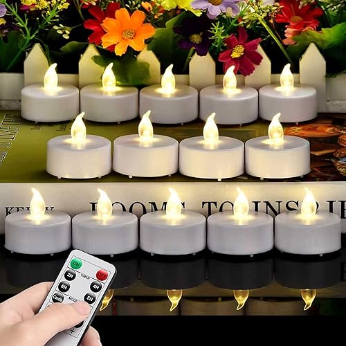 Miniatura 7 de Velas de té sin llama, paquete de 24 velas LED, realistas y brillantes, parpadeantes, de larga duración, 200 horas para festividades, fiestas