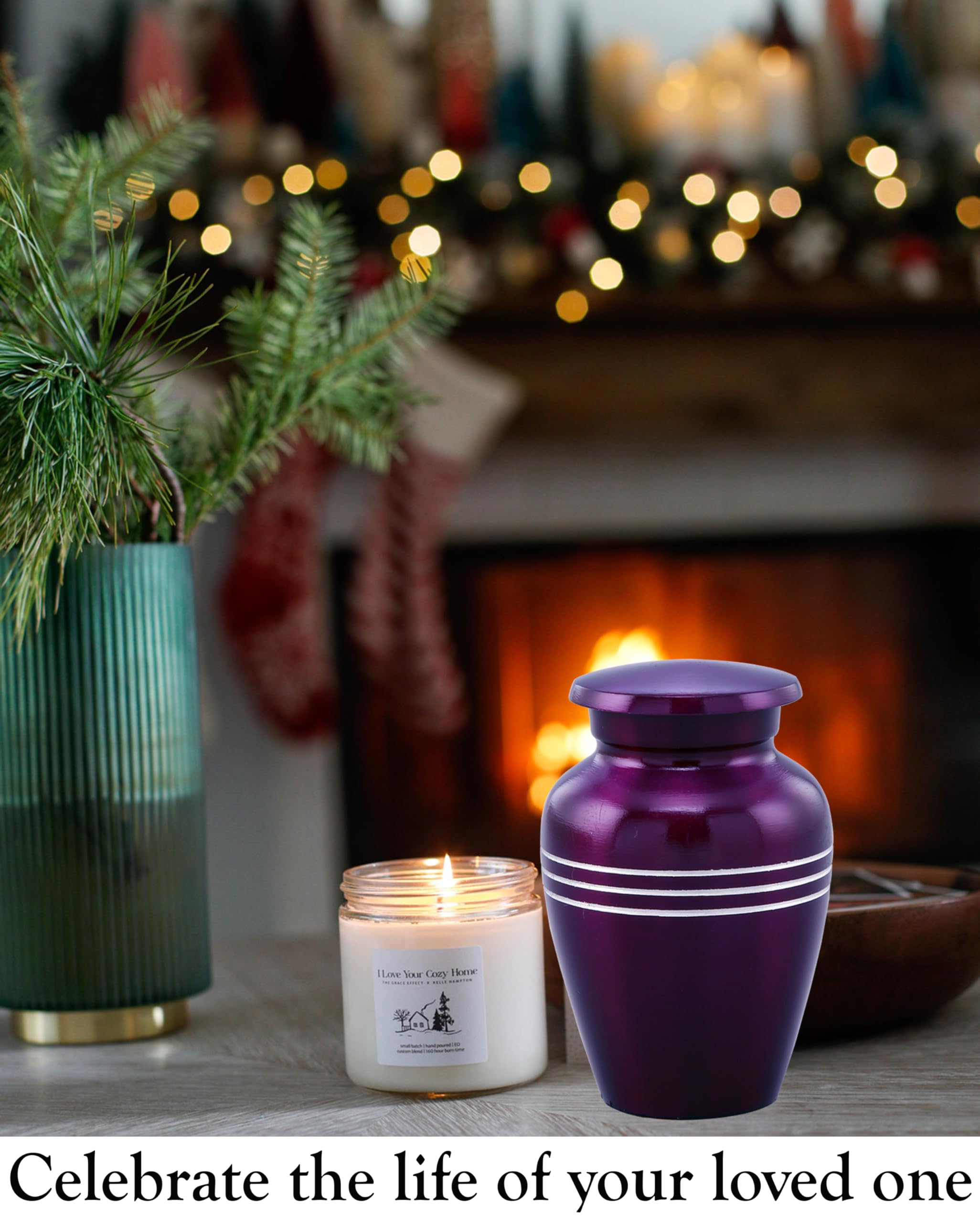 Immortal Memories Serenity Keepsake Urn for Ashes - Miniature Urn with Velvet Bag (Purple) - Image 3
