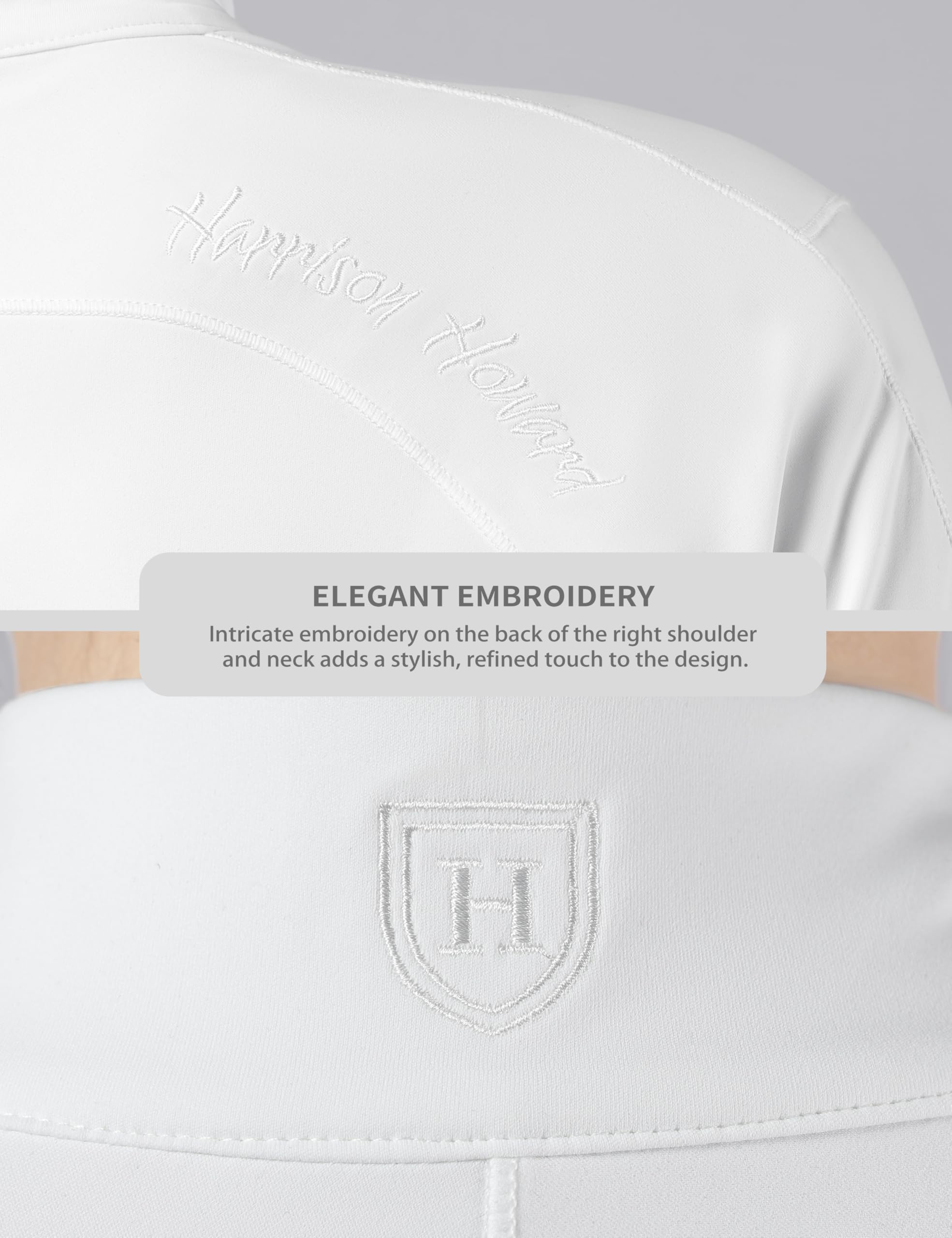 Harrison Howard Camisas de equitación para mujer, manga larga, cuello alto, con bordado