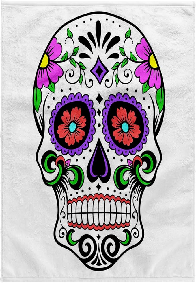 3D Rose Sugar Skull Pink TWL_186236_1 Towel, 15
