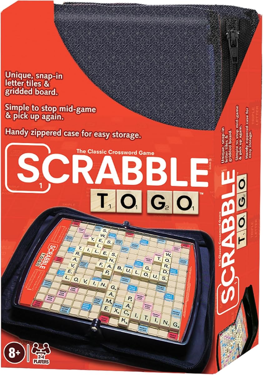 Winning Moves Scrabble to Go Games USA, a Travel Version of The World's Favorite Word Game, for 2 to 4 Players, Ages 8+ (1202)