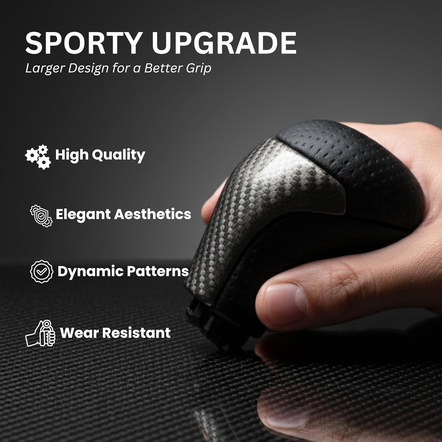 Replacement Gear Shift Knob Shifter for Toyota Highlander 2014-2019 & Toyota Tacoma 2016-2023 | Aftermarket Accessory X-LE SE SR SR5 TRD Pro Off-Road (Black Leather/Gray Carbon Pattern)