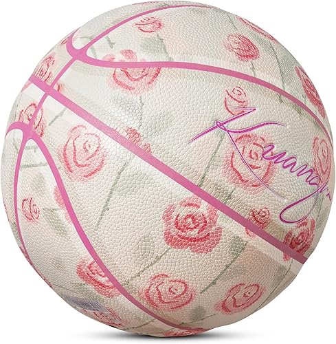 Miniatura 2 de Kuangmi Serie Rosa Balón de Baloncesto, Diseño Premium Estampado para Rendimiento Callejero, Tamaño Oficial para Hombres 7 de 29.5 Pulgadas