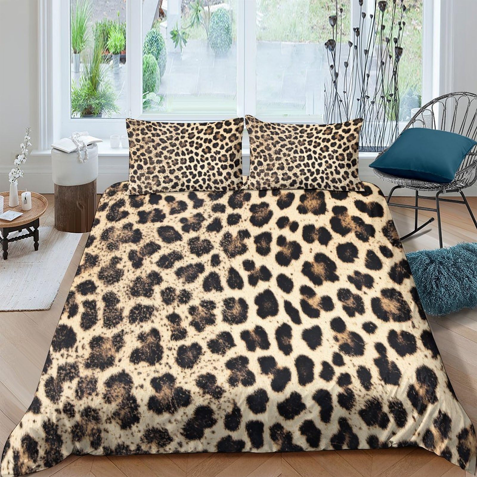 Ctjqhvkz Style-3 3D Printed Leopard Pattern Fitted Sheet Microfiber Soft Breathable Cheetah Bed Cover For Bedroom Guest Room Decor Single（135X200cm）