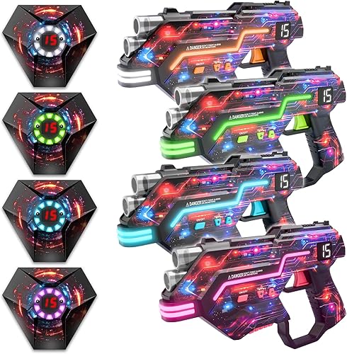 Miniatura 39 de Juego de 4 etiquetas láser con pistola y chaleco, ideales de regalo para niños de 8 años en adelante, juego al aire libre para adolescentes, niñas