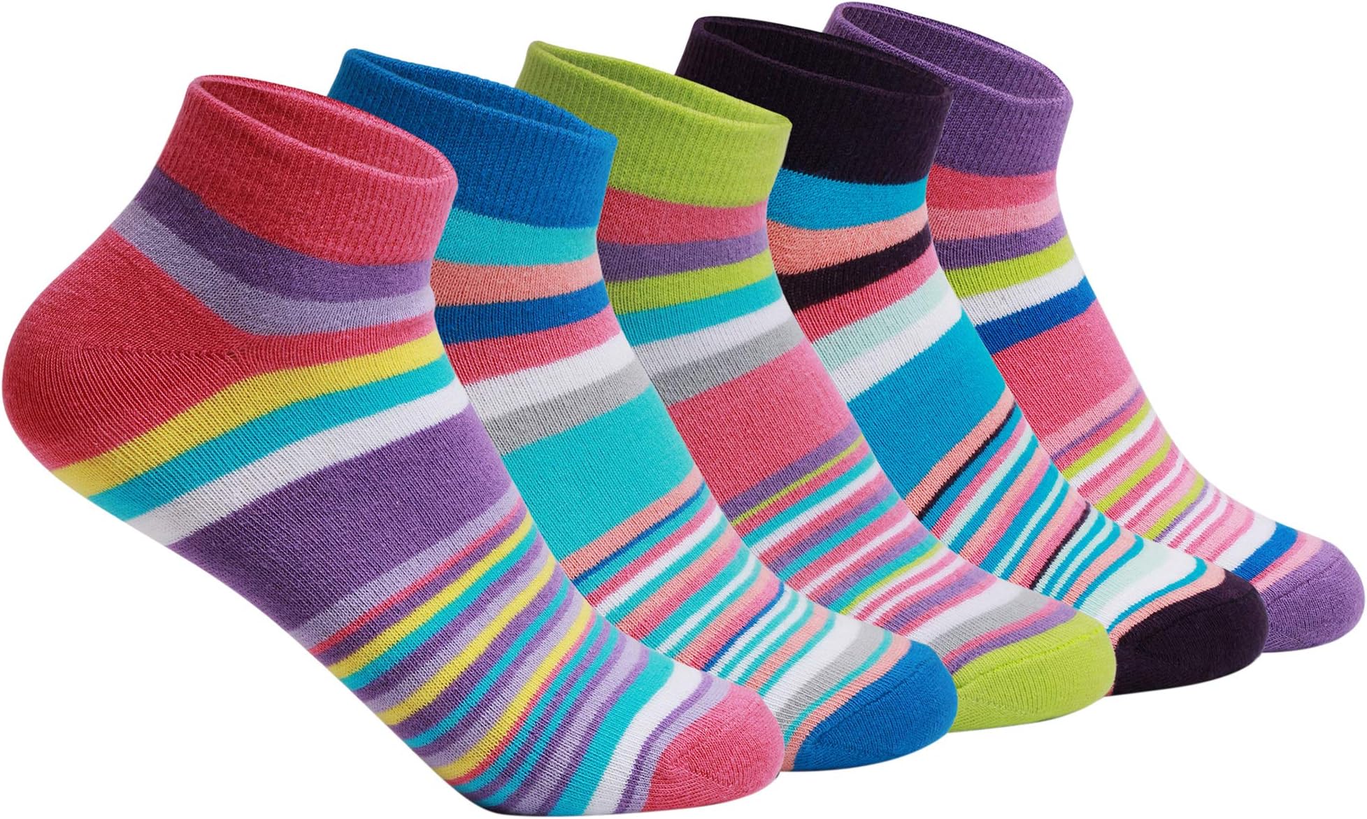 Ankle Socks for Women Made With Premium Cotton. Stylish Striped Design with Extra Softness, Anti Odour & Anti Bacterial - Free Size, Multicolor