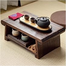 Tatami Table Japanese Floor Table Antique Table Meditation & Tea Table Multifunctional Portable Low Table Floor Tea Table Color Brown, Size 70x35x28cm