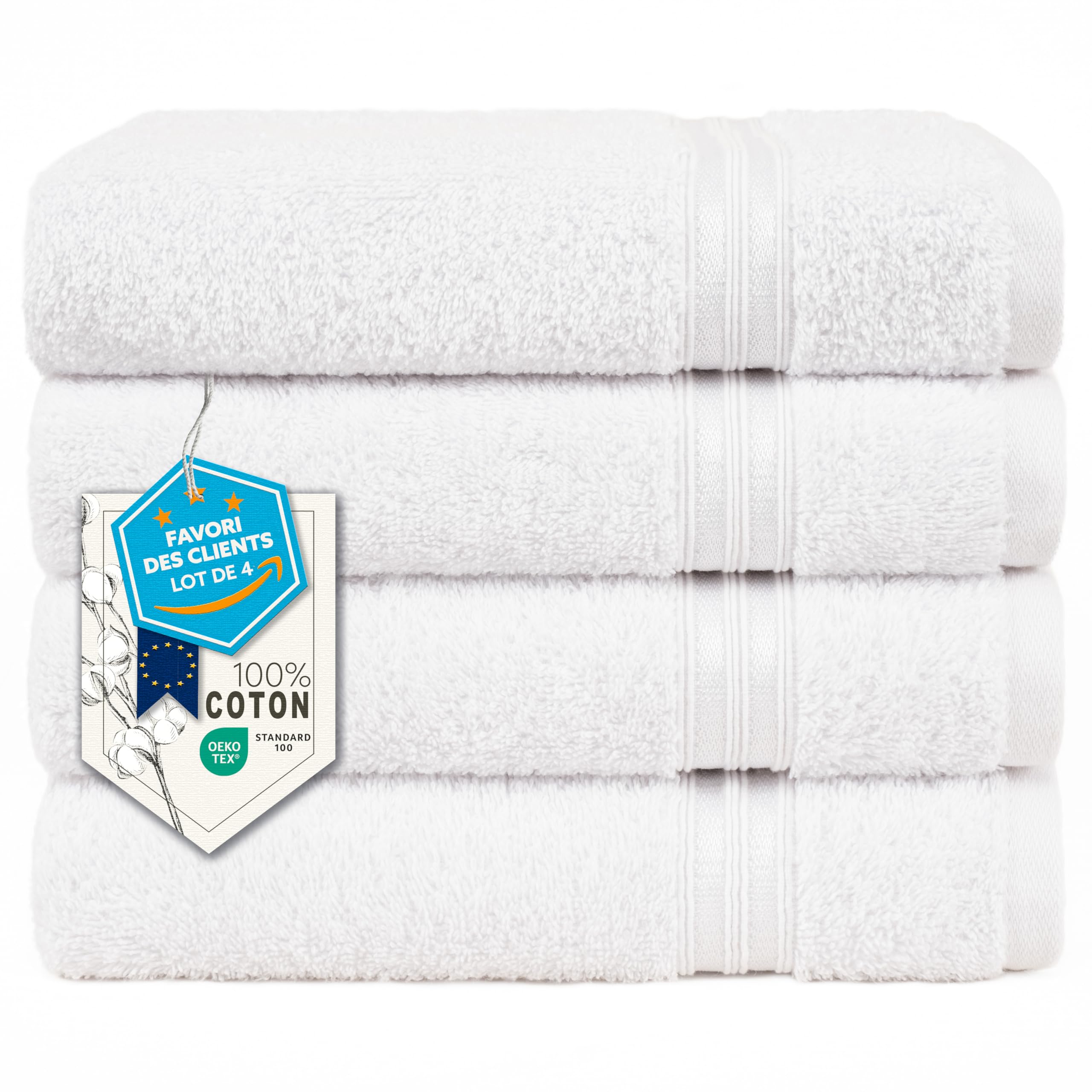 Serviettes 50x100 cm Hammetex en coton 500 GSM lot de 4 pièces pour la toilette quotidienne