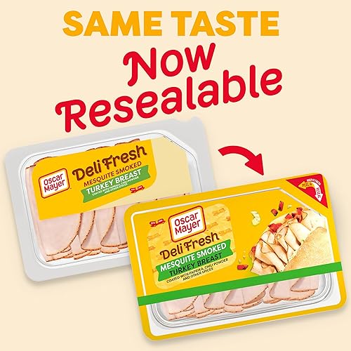 Miniatura 4 de Oscar Mayer Deli Fresh Mesquite - Carne de pavo ahumado en rodajas de almuerzo, bandeja de 8 onzas