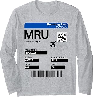 Boarding Ticket Mauritius Airport Vacation Flight Mauritius Long Sleeve T-Shirt