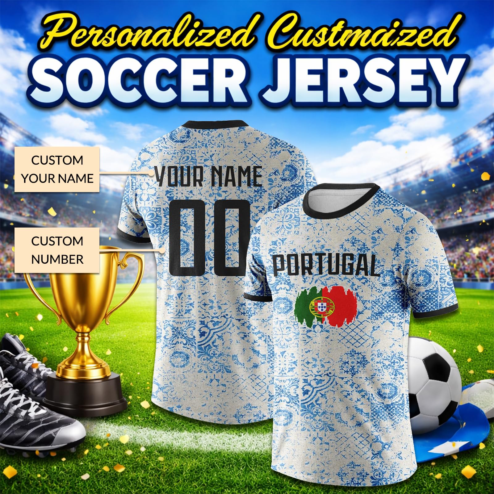 Genérico Camisetas de fútbol Personalizada para el Mundial 2026, Nombre número Camiseta fútbol Personalizada para Hombre Mujer niños