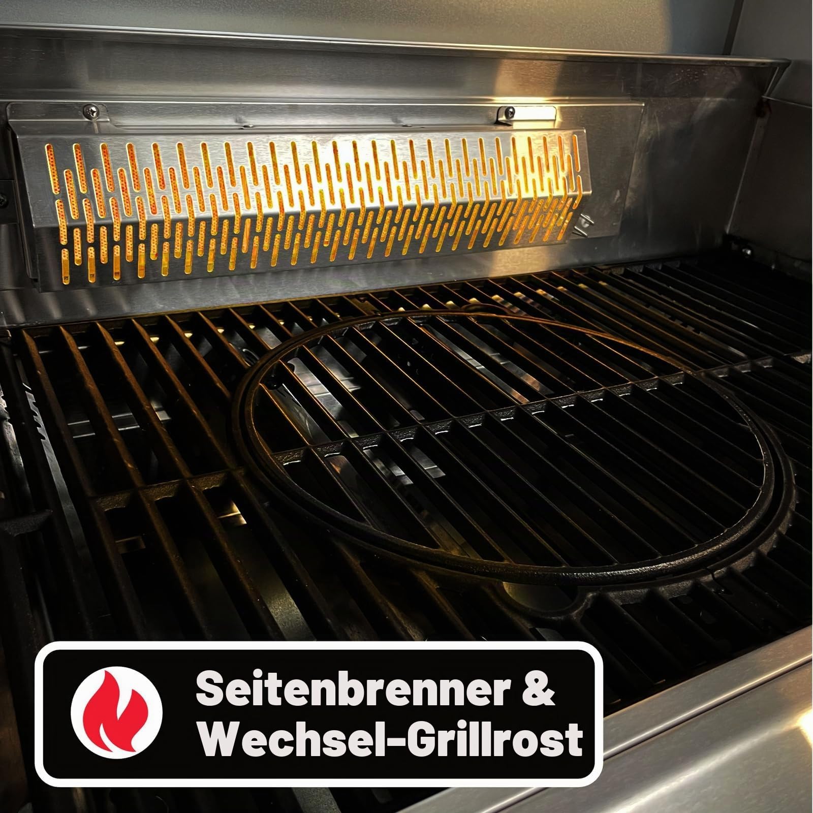 TAINO PLATINUM 4+2 Gasgrill Edelstahl komplett 4 Brenner mit Seitenkocher und Keramik Sear-Burner Power-Zone Seitenbrenner