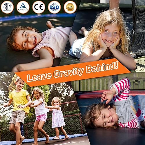 Miniatura 7 de Trampolín de 1500 libras de 8, 10, 12, 14, 15, 16 pies para adultosniños con red de seguridad, aro de baloncesto, pelota, estacas y escalera,