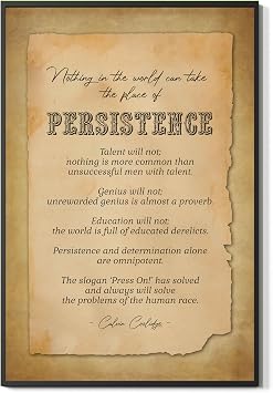 FESOGO Persistence Calvin Coolidge Quotes President Wall Art Republican Determination Inspirational Motivational Wall Decor for Home Office Classroom | Poster UNFRAMED
