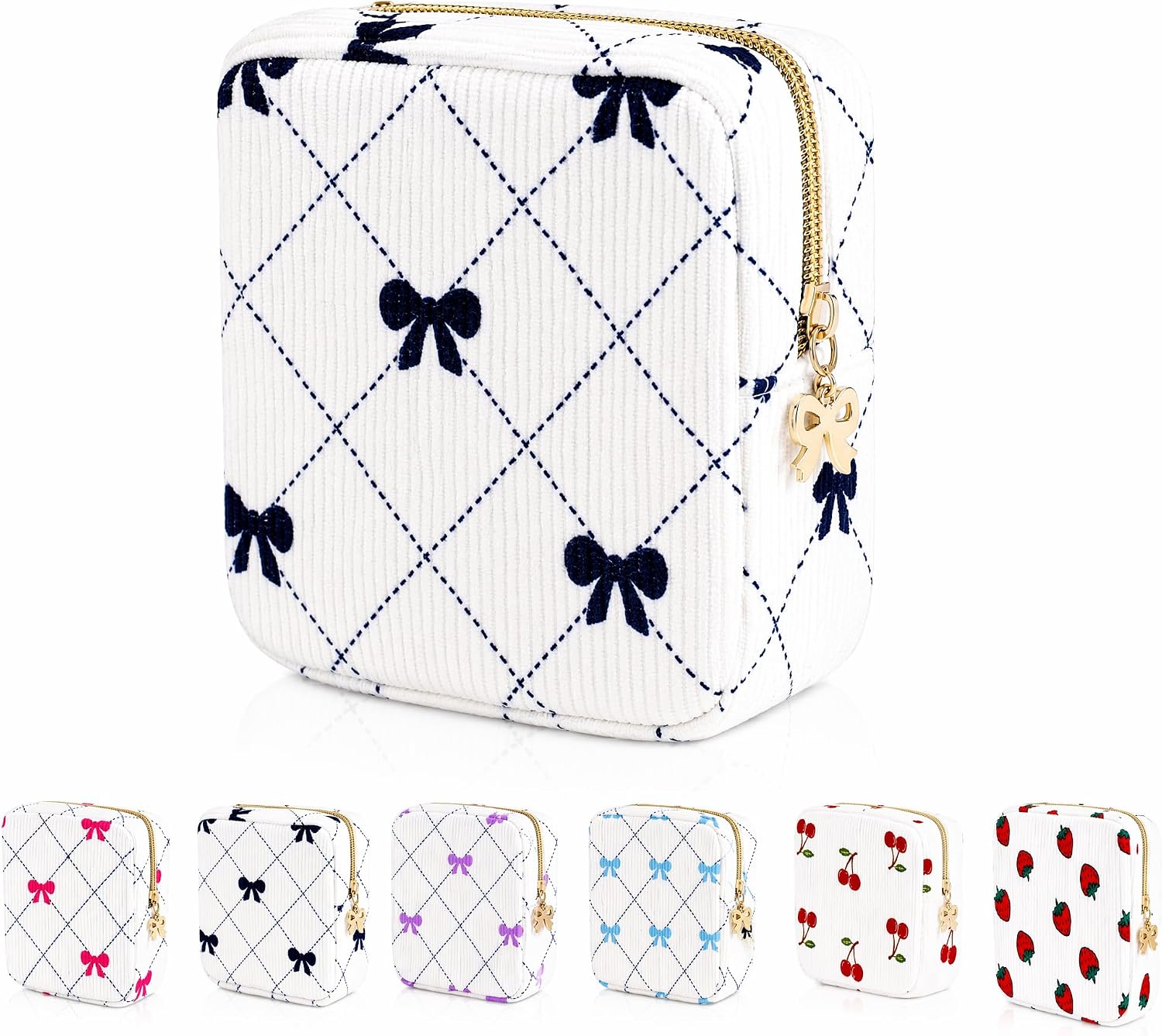 Period Bag for Women - Cute Corduroy Sanitary Napkin Storage Bag with Bow Design | Period Pouch for Daily Use, Travel | Discreet Menstrual Pouch | Pad Bags for Period Holds Pads, Tampons