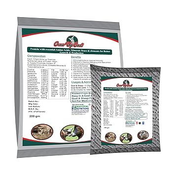 Anfotal Nutritions Grow Up Goat Protein with Mineral Mixture for Better Growth Goat & Sheep Supplement 200gm