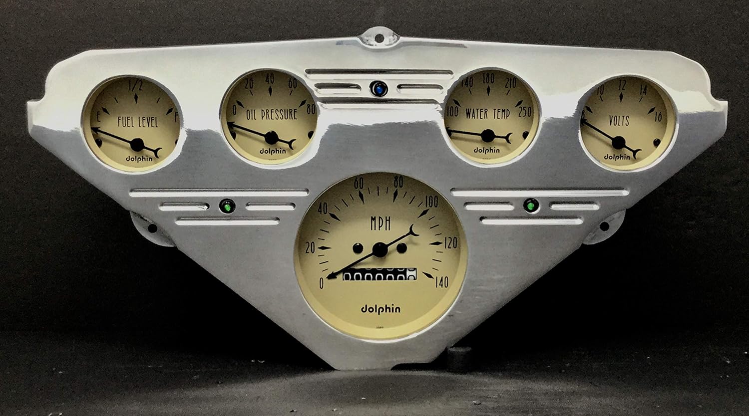 Dolphin Gauges 1955 1956 1957 1958 1959 Chevy Truck 5 Gauge Dash Cluster Panel Set Mechanical Tan