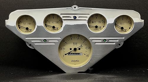 Miniatura 5 de Dolphin Gauges 1955 1956 1957 1958 1959 Chevy Truck 5 Gauge Dash Cluster Panel Set Mecánico Bronceado