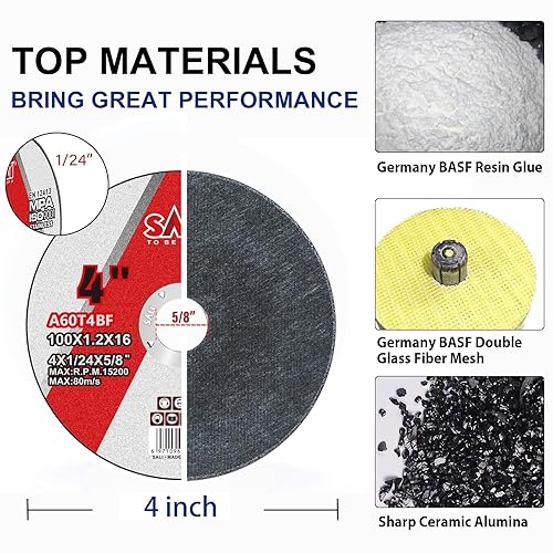 Miniatura 2 de SALI Paquete de 50 ruedas de corte de 4 pulgadas, ruedas de corte de 4 x 124 x 58 pulgadas, acero inoxidable de corte profesional, rueda de corte