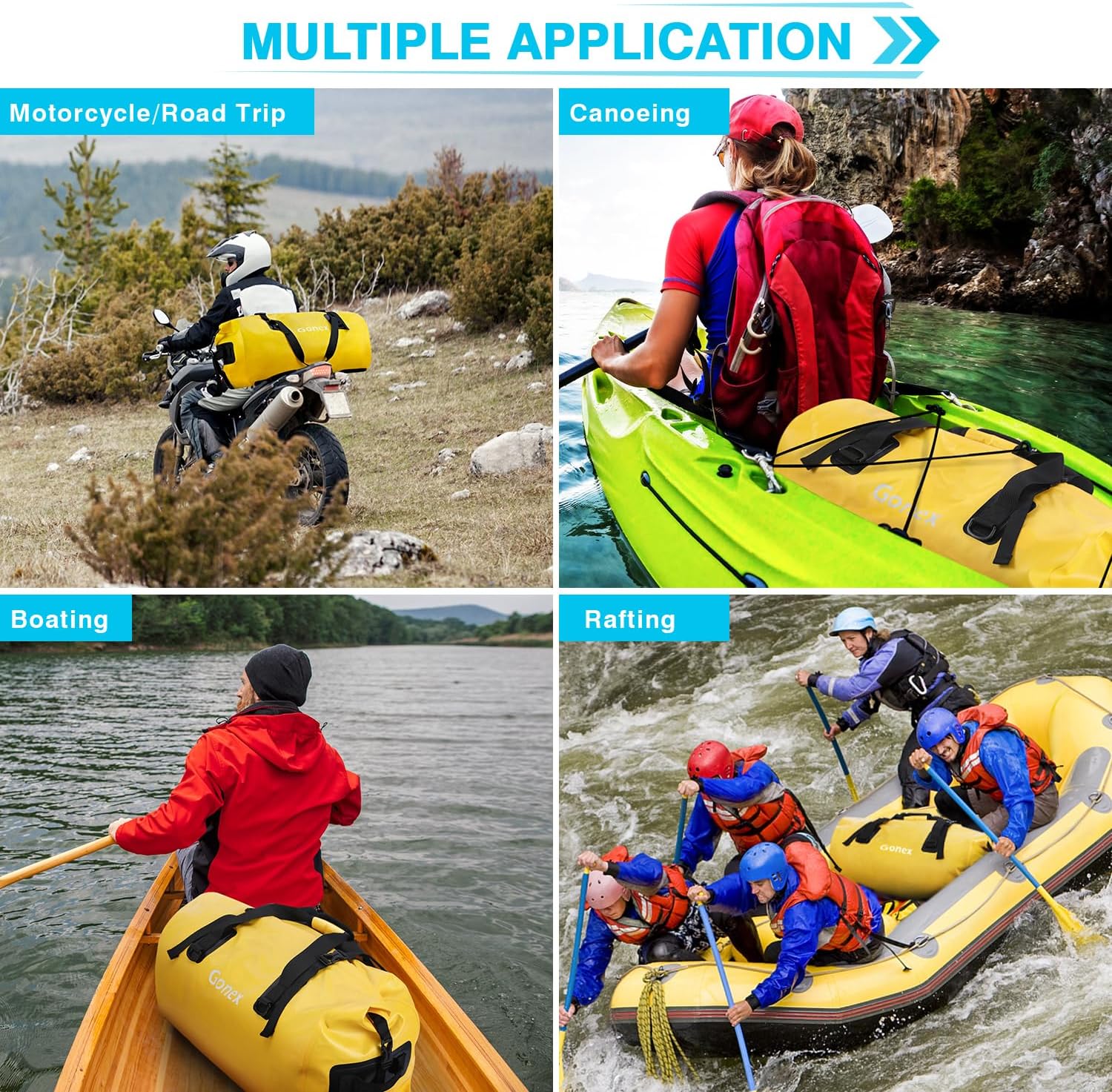 Gonex 40L 60L 80L Extra Large Waterproof Duffle Travel Dry Duffel Bag Heavy Duty Bag with Durable Straps & Handles for Kayaking Paddleboarding Boating Rafting Fishing - Image 7