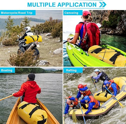 Miniatura 7 de Gonex Bolsa de lona impermeable extra grande de 40 L, 60 L, 80 L, bolsa de lona seca de viaje, bolsa resistente con correas y asas duraderas para