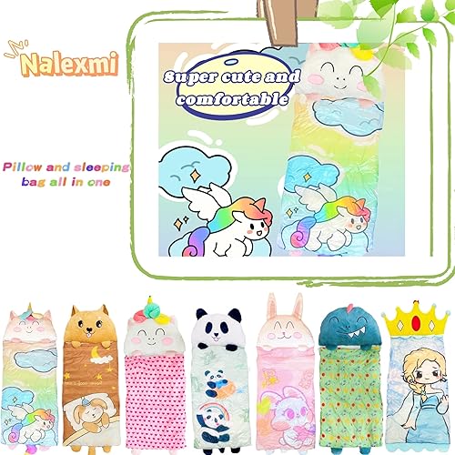 Miniatura 6 de Nalexmi Saco de dormir para niños bolsas de dormir de animales para niños niños y niñas almohada suave tapete para siesta preescolar 3 a 12 años