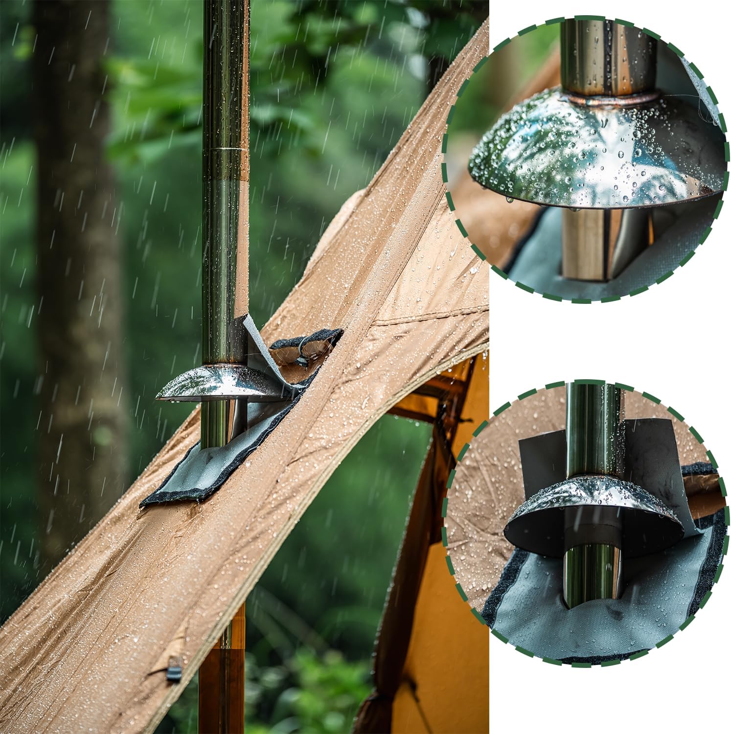 Wood Stove Pipe Rain Cap 2.36 Inch Stainless Steel Chimney Flue Cover for Wood Stoves Hot Tent Camping