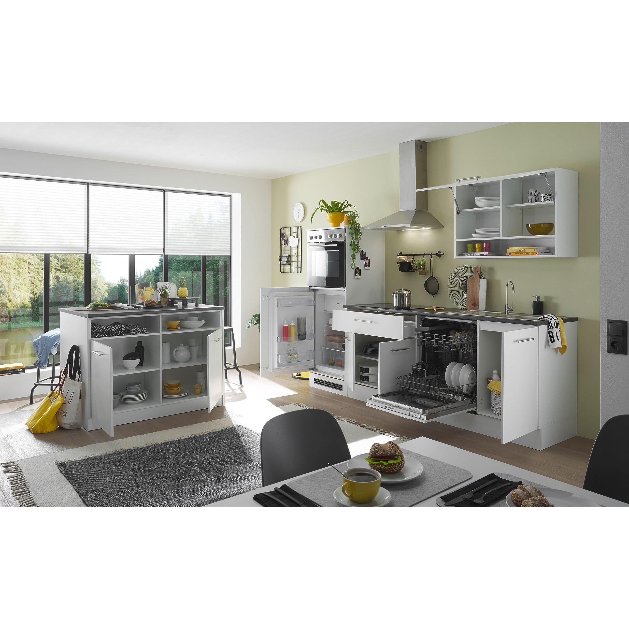 Armoire De Cuisine Suspendue Blanche STELLA TRADING - Design Moderne Avec Porte Battante - 100x50x34,6 Cm - Rangement Pratique Et Spacieux