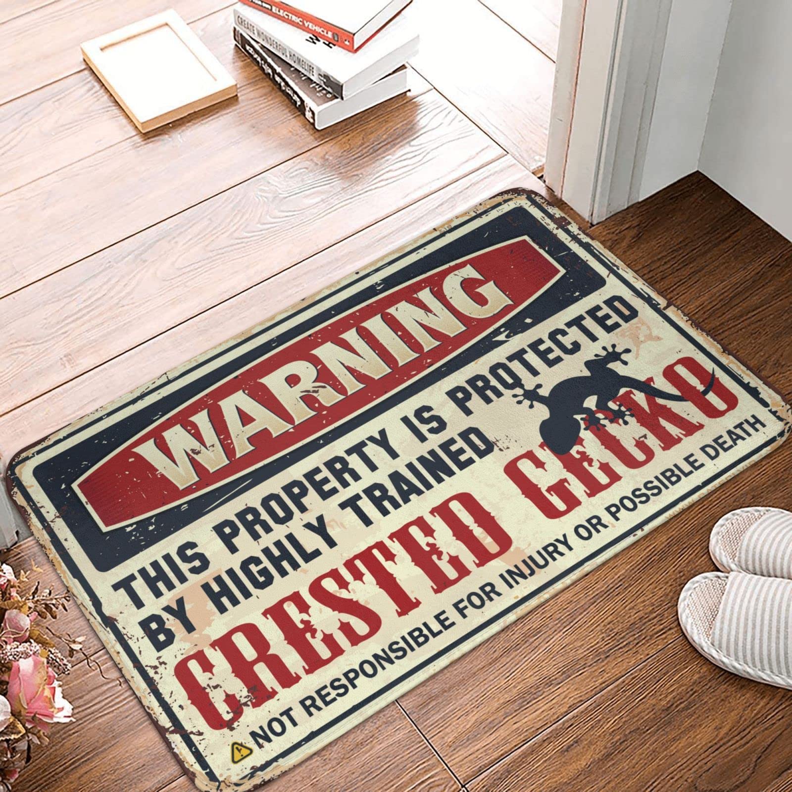 Tapis de bienvenue extérieur grand gecko à crête paillasson d'entrée 65cm