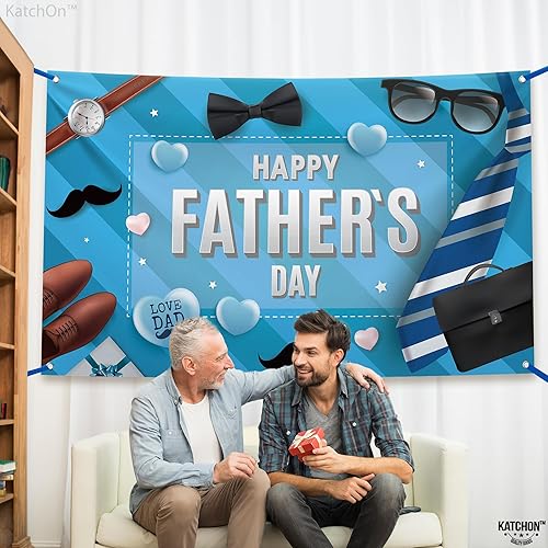 Miniatura 4 de KatchOn, Pancarta extragrande para el día del padre, 72 x 44 pulgadas, pancartas azules del día del padre, decoraciones del día del padre,