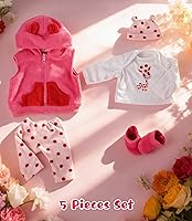 Vista 3 de Ropa de muñecas Reborn para niña, ropa de bebé rosa, ropa de muñecas de 17 a 22 pulgadas, juego de accesorios para muñeca Reborn niña recién nacida